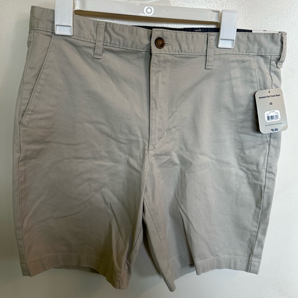 Khaki Flat Front Shorts - Picture 3 of 6